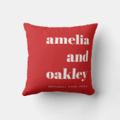 Bold Minimalist Red and White Retro Custom Wedding Kissen (Rückseite)