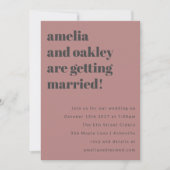Bold Minimalist Rose Gray Retro Wedding Website Einladung (Vorderseite)