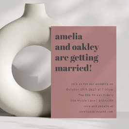 Bold Minimalist Rose Gray Retro Wedding Website Einladung