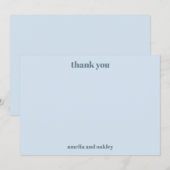 Bold Minimalist Soft Blue Retro Custom Wedding Dankeskarte (Vorne/Hinten)