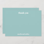 Bold Minimalistisch Aqua Blue Retro Custom Wedding Dankeskarte (Vorne/Hinten)