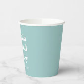 Bold Minimalistisch Aqua Blue Retro Custom Wedding Pappbecher (Links)