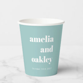 Bold Minimalistisch Aqua Blue Retro Custom Wedding Pappbecher