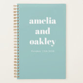 Bold Minimalistisch Aqua Blue Retro Custom Wedding Planer (Vorderseite)