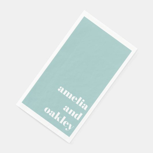 Bold Minimalistisch Aqua Blue Retro Custom Wedding Serviette (Ecke)