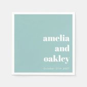Bold Minimalistisch Aqua Blue Retro Custom Wedding Serviette (Vorderseite)