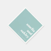 Bold Minimalistisch Aqua Blue Retro Custom Wedding Serviette (Ecke)