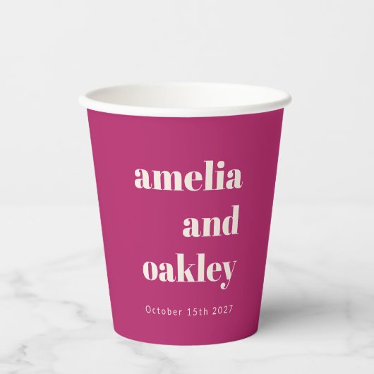Bold Minimalistisch Berry Lila Retro Custom Weddin Pappbecher (Vorderseite)