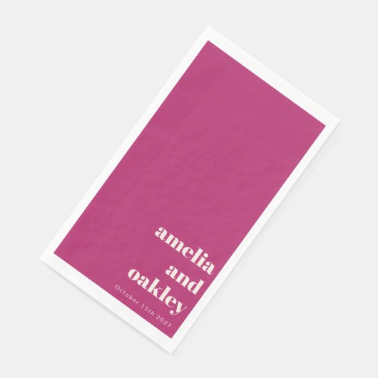 Bold Minimalistisch Berry Retro Custom Wedding Serviette (Ecke)