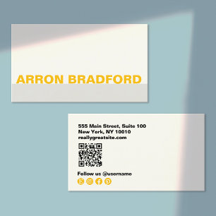 Bold Minimalistisch Black and Ye; Social Media QR Visitenkarte
