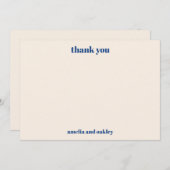 Bold Minimalistisch Blue Retro Custom Wedding Dankeskarte (Vorne/Hinten)