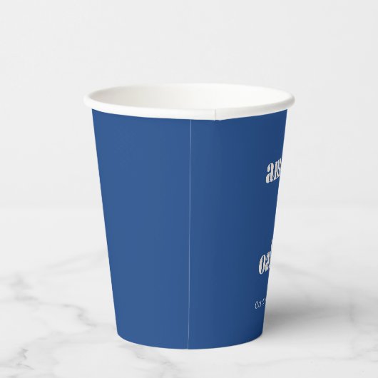 Bold Minimalistisch Blue Retro Custom Wedding Pappbecher (Rechts)