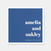 Bold Minimalistisch Blue Retro Custom Wedding Serviette (Vorderseite)