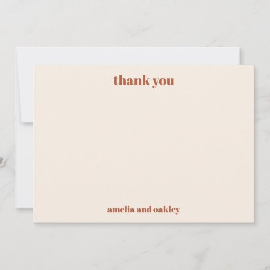 Bold Minimalistisch Boho Rust Retro Custom Wedding Dankeskarte (Vorderseite)