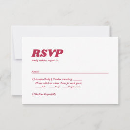Bold Minimalistisch Chic Retro Viva Magenta Weddin RSVP Karte