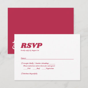 Bold Minimalistisch Chic Retro Viva Magenta Weddin RSVP Karte