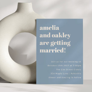 Bold Minimalistisch Dusty Blue Retro Simple Weddin Einladung