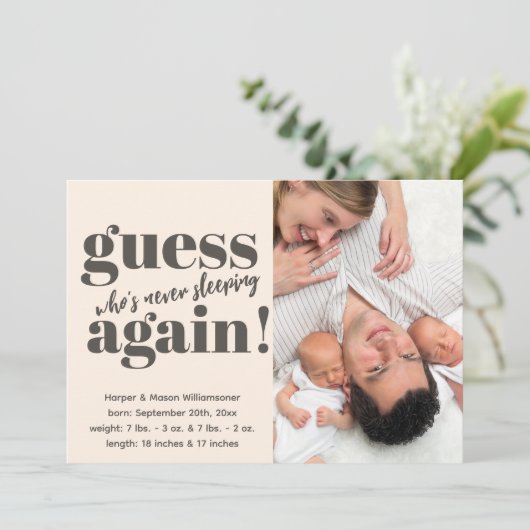 Bold Minimalistisch Foto Twins Birth (Stehend Vorderseite)