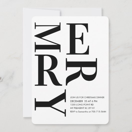 Bold Minimalistisch Frohe Weihnachtsessen Einladung (Vorderseite)