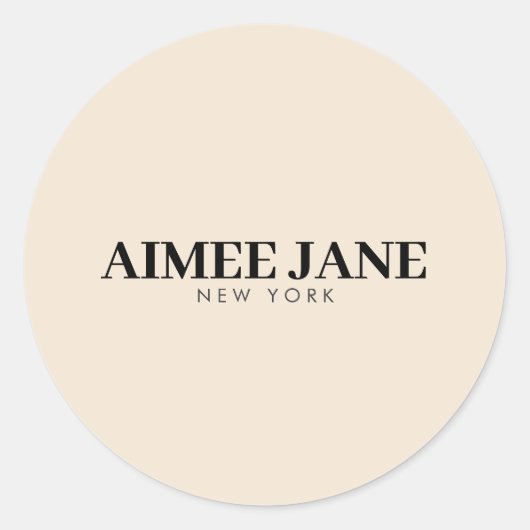 Bold Minimalistisch Luxury Boutique Dark Ivory Runder Aufkleber (Vorderseite)