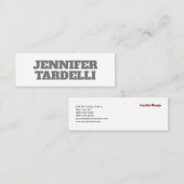 Bold Minimalistisch Modern Grau White Mini Visitenkarte (Vorne/Hinten)