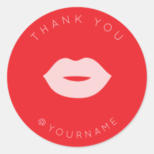 Bold Minimalistisch Pink Lips Danke Poshmark Runder Aufkleber