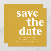 Bold Minimalistisch Square Mustard Yellow Basic Save The Date (Vorne/Hinten)