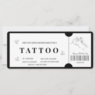 Bold Minimalistisch Tattoo Voucher laden Einladung