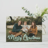 Bold Mint Retro Script Frohe Weihnachten 2 Foto (Stehend Vorderseite)