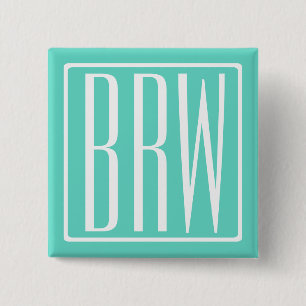 Bold Modern 3 White On Aqua Button
