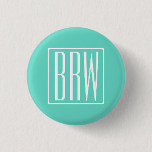 Bold Modern 3 White On Aqua Button