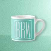 Bold Modern 3 White On Aqua Espressotasse