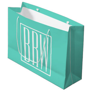 Bold Modern 3 White On Aqua Große Geschenktüte