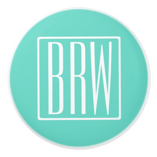 Bold Modern 3 White On Aqua Keramikknauf (Vorderseite)