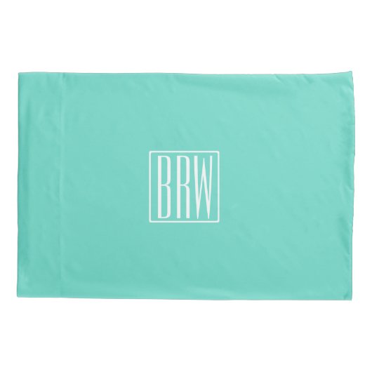 Bold Modern 3 White On Aqua Kissenbezug (Rückseite)