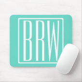 Bold Modern 3 White On Aqua Mousepad (Mit Mouse)