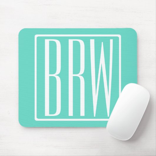 Bold Modern 3 White On Aqua Mousepad (Mit Mouse)