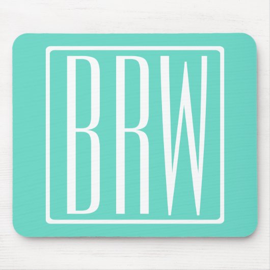 Bold Modern 3 White On Aqua Mousepad (Vorne)