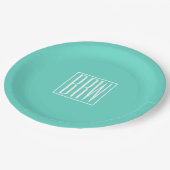 Bold Modern 3 White On Aqua Pappteller (Schrägansicht)