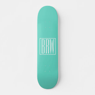 Bold Modern 3 White On Aqua Skateboard