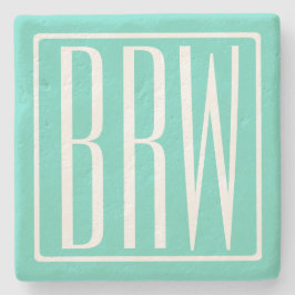 Bold Modern 3 White On Aqua Steinuntersetzer