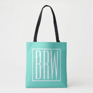 Bold Modern 3 White On Aqua Tasche