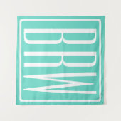 Bold Modern 3 White On Aqua Wandteppich (Vorderseite (Horizontal))