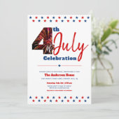 Bold Modern 4. Juli Fireworks USA Patriotic Einladung (Stehend Vorderseite)