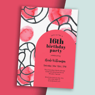 Bold Modern Abstrakt Pattern 16. Geburtstagsparty Einladung
