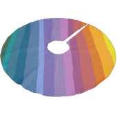 Bold Modern Abstrakt Vibranly Rainbow Stripes Art Polyester Weihnachtsbaumdecke (Schrägansicht)