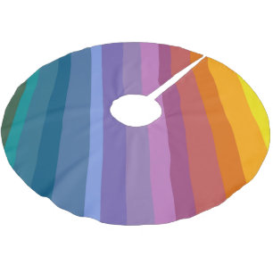 Bold Modern Abstrakt Vibranly Rainbow Stripes Art Polyester Weihnachtsbaumdecke