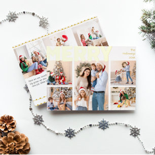 Bold Modern Acht-Foto Jahr in Review Merry Gold Folien Feiertagskarte