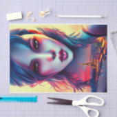 Bold Modern Artistic Woman Paris Eiffel Tower Seidenpapier (Handwerk)