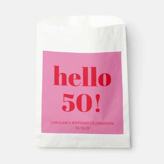 Bold Modern Ästhetisches Rosa und Rot 50. Geburtst Geschenktütchen (Vorderseite)